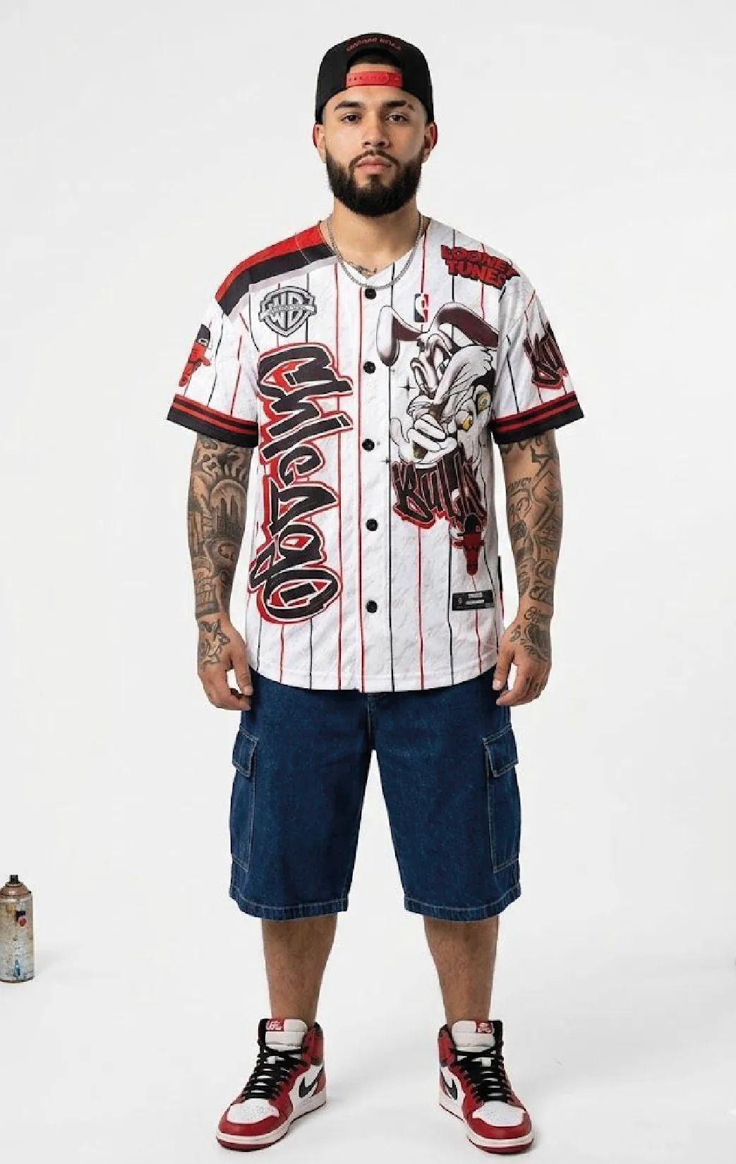 Modelo luciendo la beisbolera trazo de BUCKETS
